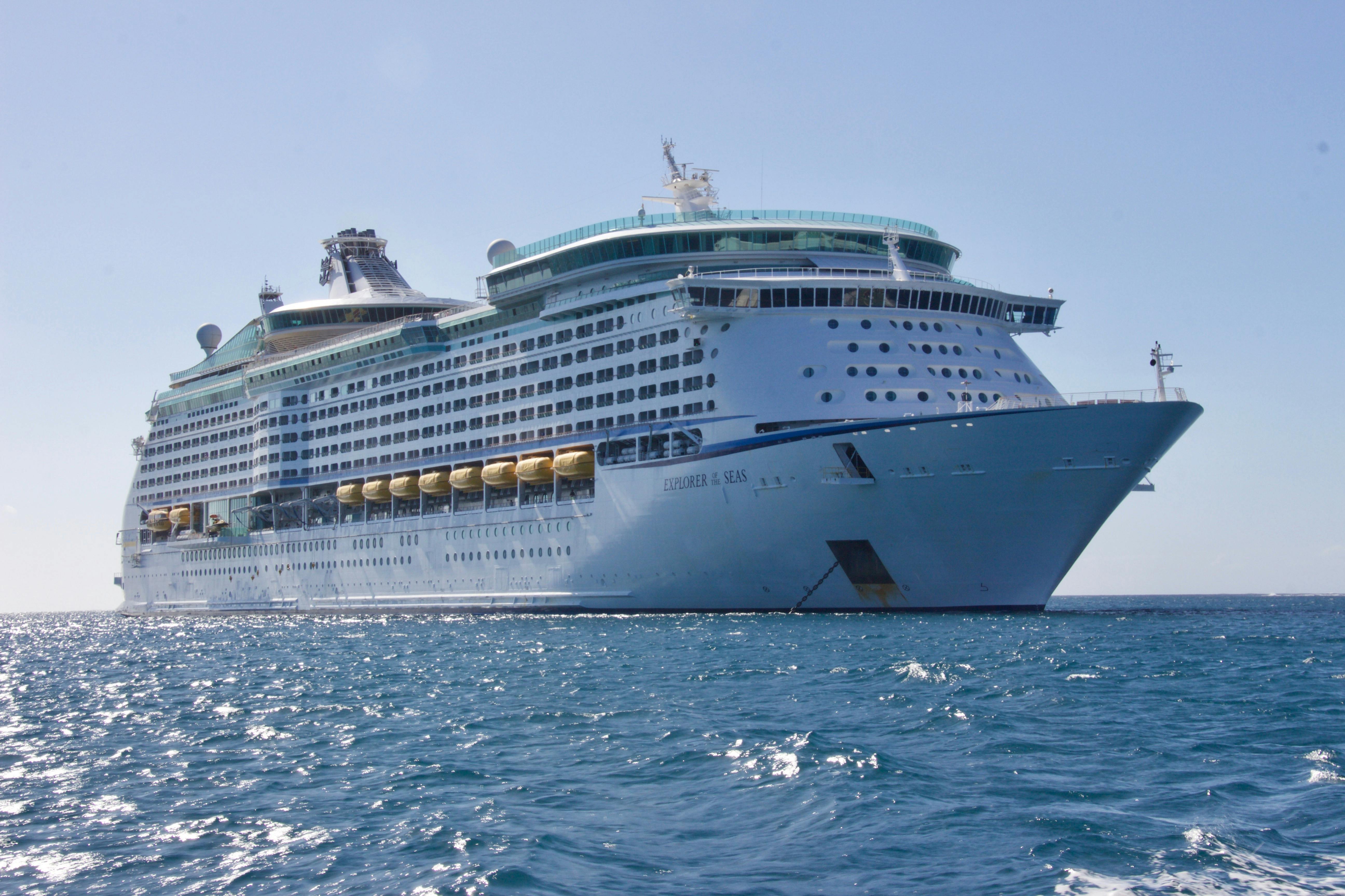 A large cruise ship sailing on the ocean
